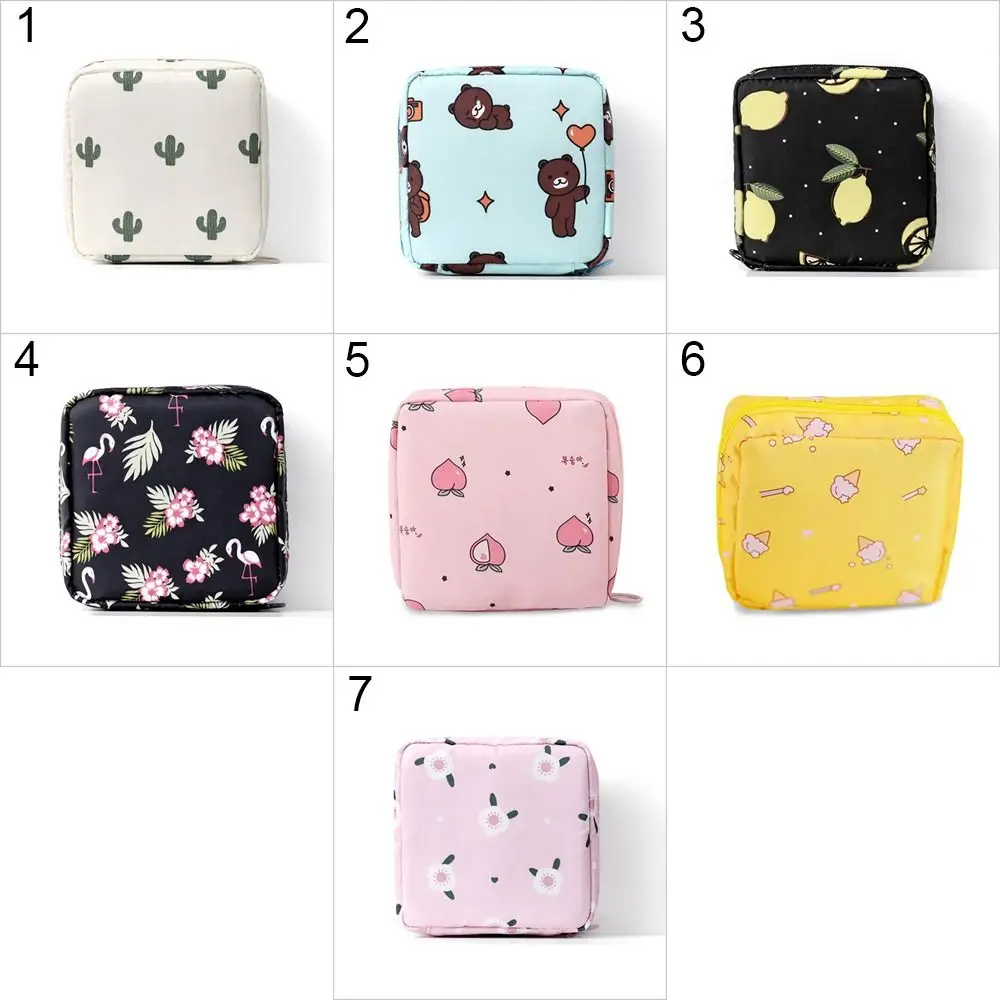 Color: Brown - Girl Napkin Credit Card Holder Headphone Case Coin Clip Sanitary Bag Change Purse Tamper-Proof Storage Bag Sanitary Mat Bag