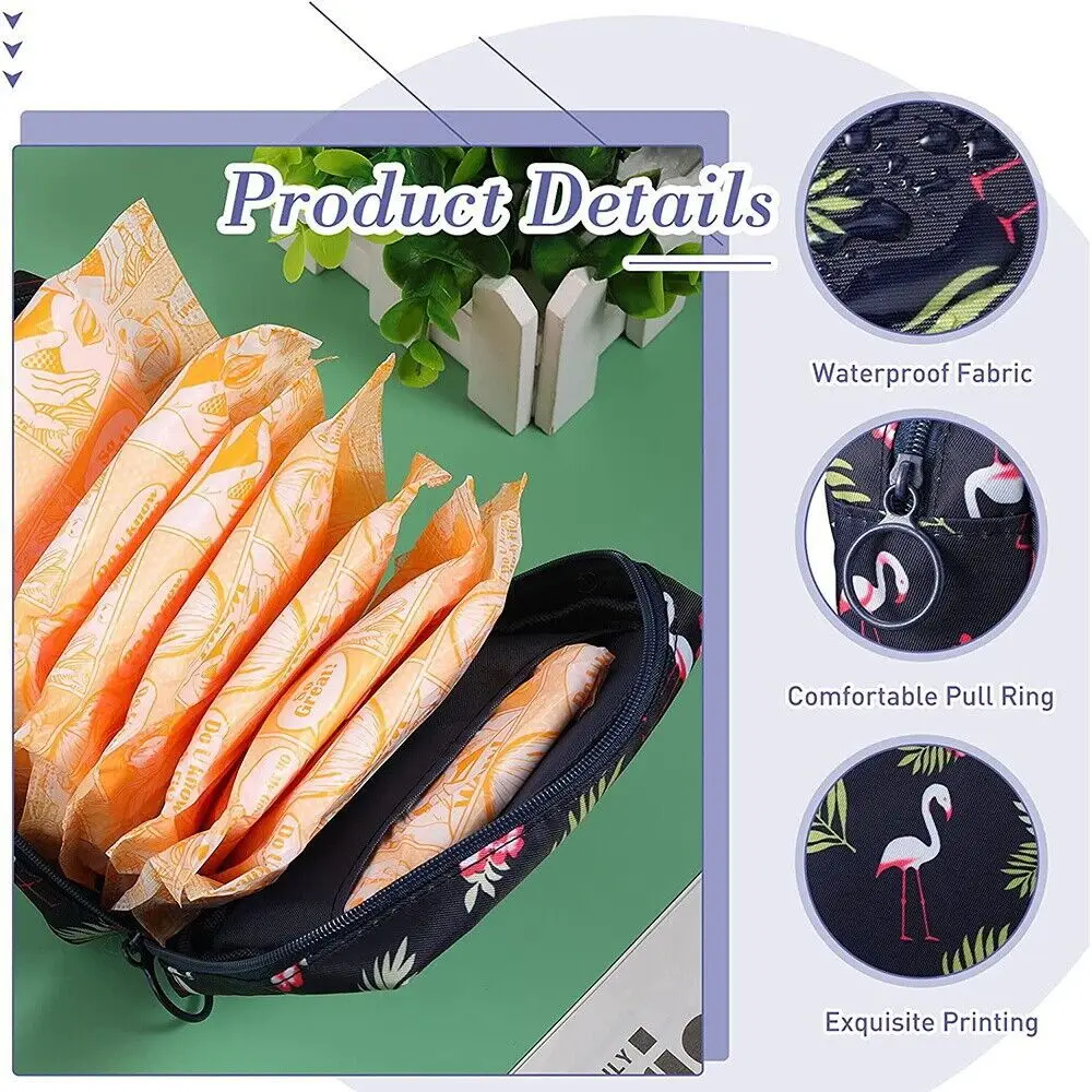 Color: Brown - Girl Napkin Credit Card Holder Headphone Case Coin Clip Sanitary Bag Change Purse Tamper-Proof Storage Bag Sanitary Mat Bag