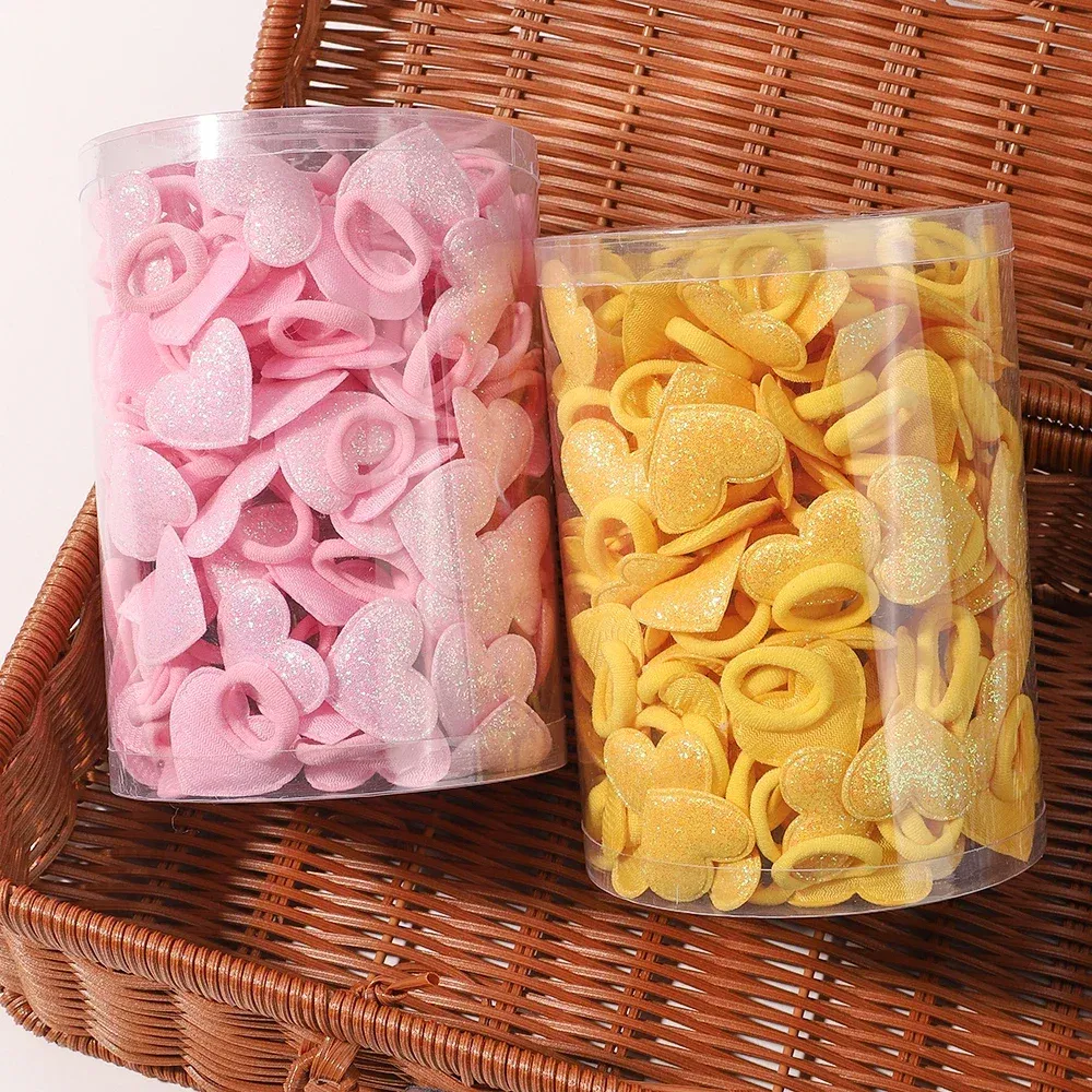 Color: Lavender - 10pcs Love Star Kids Hair Loop No Harm Hair Towel Loop Head Rope Cartoon Ponytail Holder Rubber Band Girls Hair Accessories