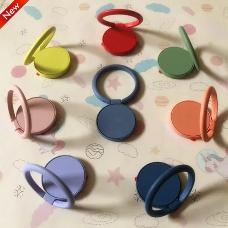 Color: green - Ring Buckle Phone Holder Stand All Metal Paint Mobile Phone Buckle Finger Ring Phone Holder for Phone Iphone Accessories