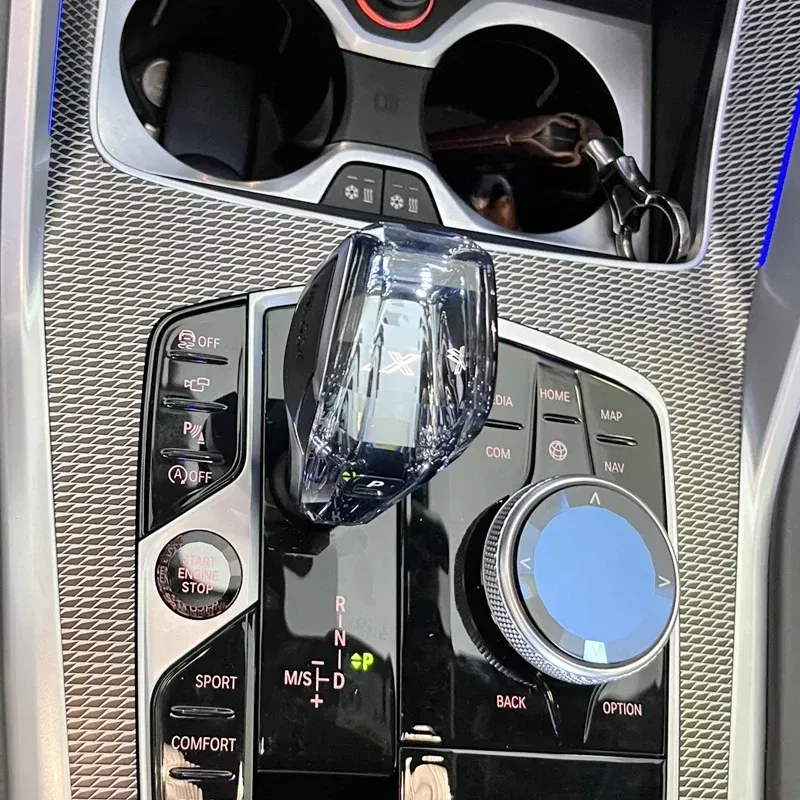 Color Name: Gold - Crystal Gear Shift Lever Knob Set for BMW  X5 Series G05 E70 F15  X6 Series G06 E71 F16 X7 G07 3 Series G20 X3 G01 X4 G02