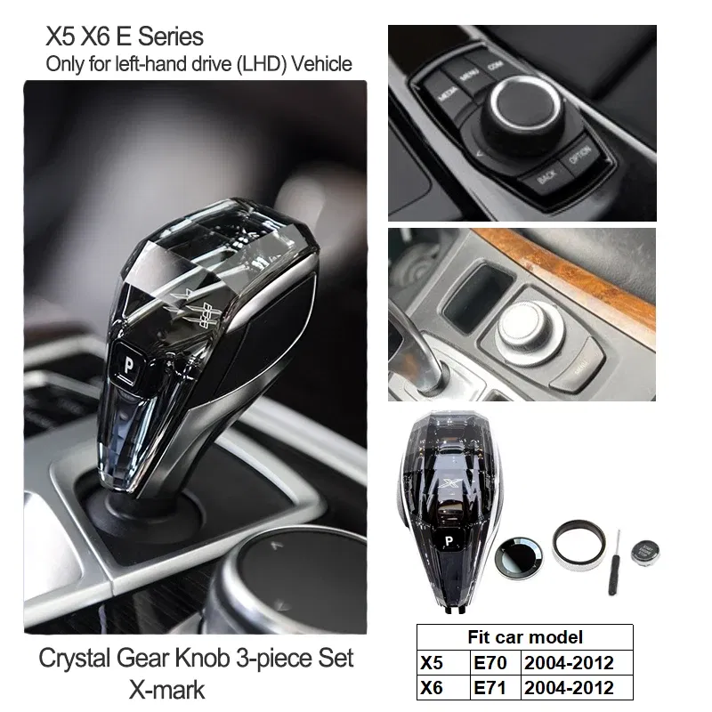 Color Name: Gold - Crystal Gear Shift Lever Knob Set for BMW  X5 Series G05 E70 F15  X6 Series G06 E71 F16 X7 G07 3 Series G20 X3 G01 X4 G02