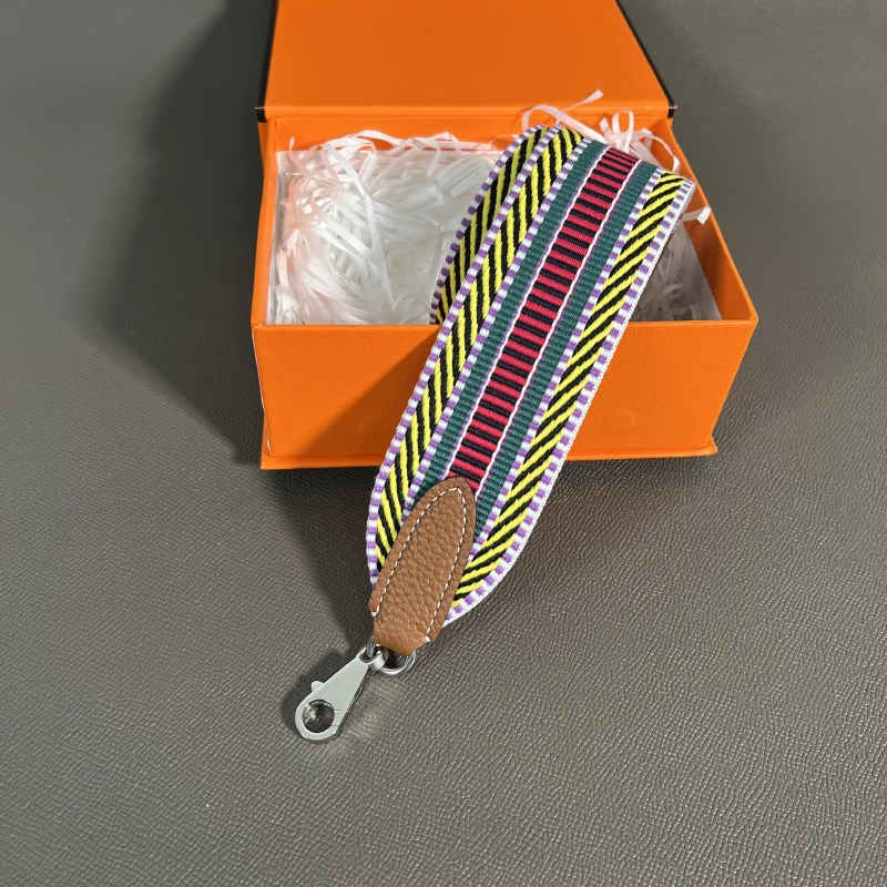 Color: WHITE, Size: XL - Herbag Evelyn Replacement Shoulder Strap Gold Togo Cowhide Woven Canvas 5cm Wide Hand-Sewn