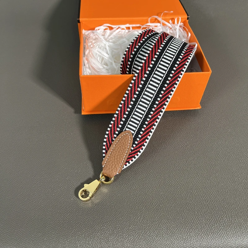 Color: WHITE, Size: XL - Herbag Evelyn Replacement Shoulder Strap Gold Togo Cowhide Woven Canvas 5cm Wide Hand-Sewn