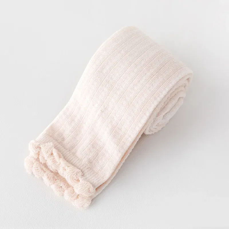 Color: Pink, Size: 92, Ships From: CHINA - Summer Spring Mesh Baby Girls Stretch Leggings Cotton Solid Ruffle Edge Toddler Kids Pants