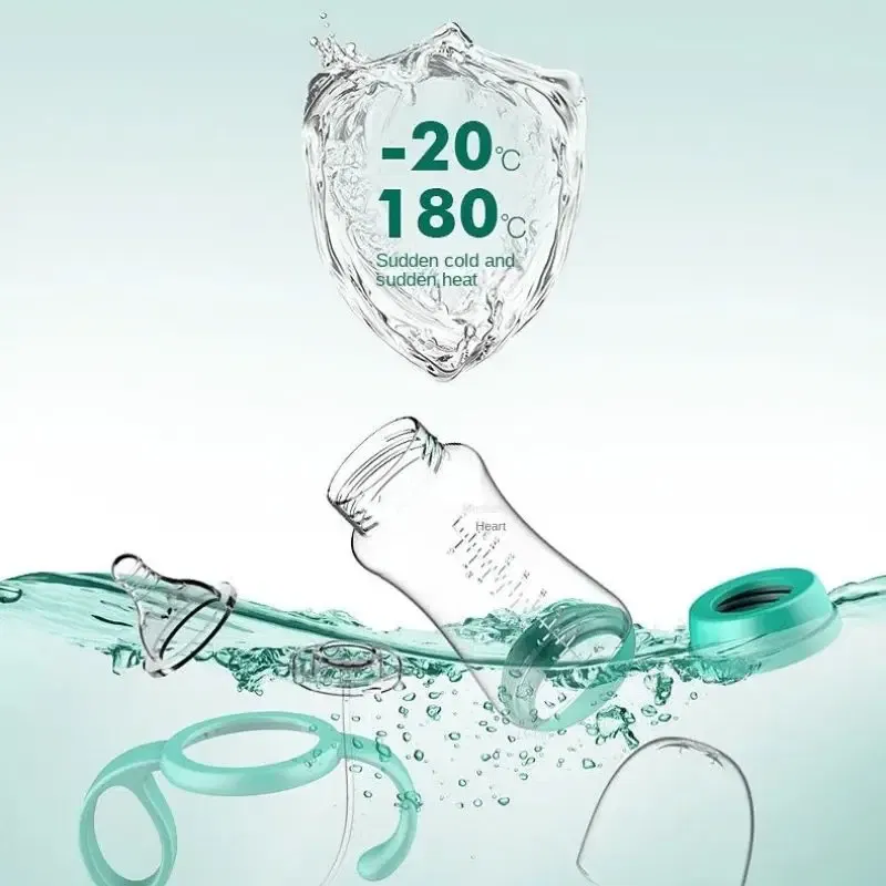 Color: Green - Baby PP Bottle Wide Diameter Baby Plastic Bottle With Anti Slip Handle Wide Mouth Bottle Baby Feeding Supplies Anti Fall Bottle