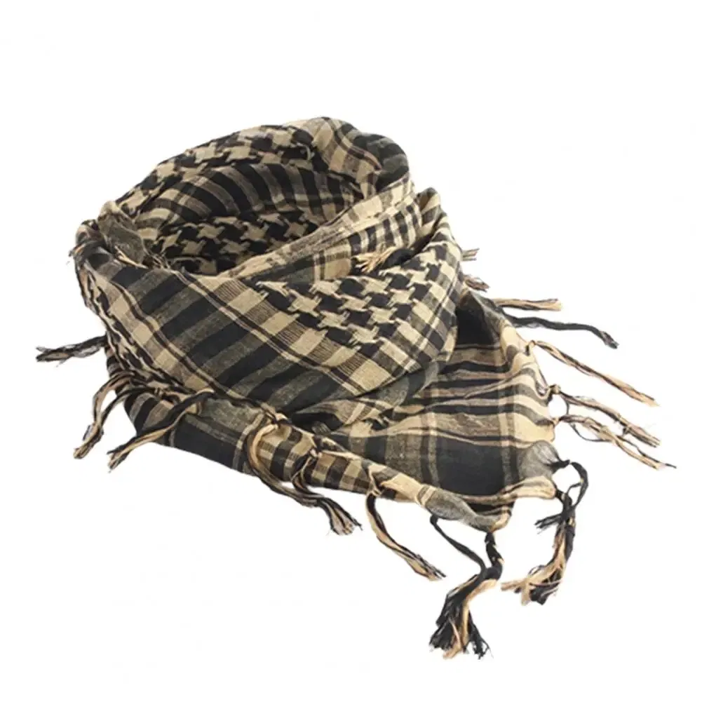 Color: Yellow - Scarf Army with Tassel for Men Women Scarf Mask Scarf Unisex Lightweight Plaid Pattern Cotton Keffiyeh Scarf for Winter