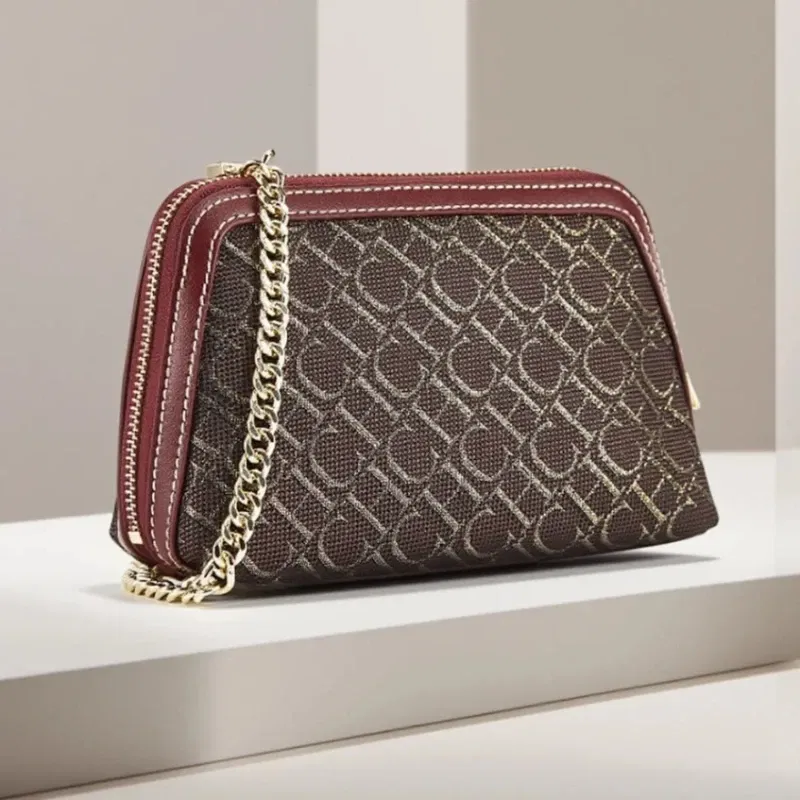 Color: Coffee - The Brand's Fashionable Vintage Crossbody Bag Design Is A Light Luxury Shoulder Bag Chain Suede Tote Bag Carolina Herrera