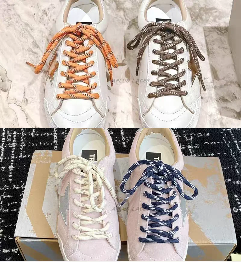 Color: PURPLE, Length: 120cm - Colorful Diagonal Dots Round Rope Shoelaces Coarse Weave Polyester Shoes Laces For Women Men Sports Casual Sneaker DE Tran Shoes