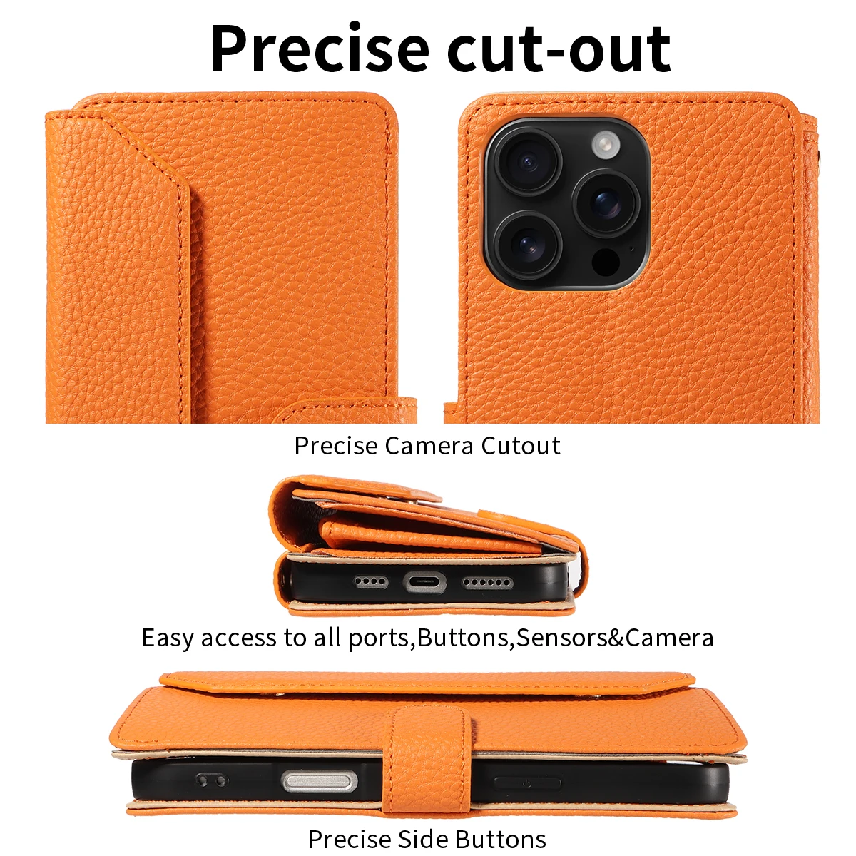 Color: Orange, Bundle: Case & Strap, Material: Artificial Leather, Compatibility by Model: Galaxy S23 Ultra - Crossbody Leather Phone Case for Samsung Galaxy S25Edge S25Ultra S24FE S24Ultra S23Ultra Multi-Card Slot Anti-Drop Wallet Case