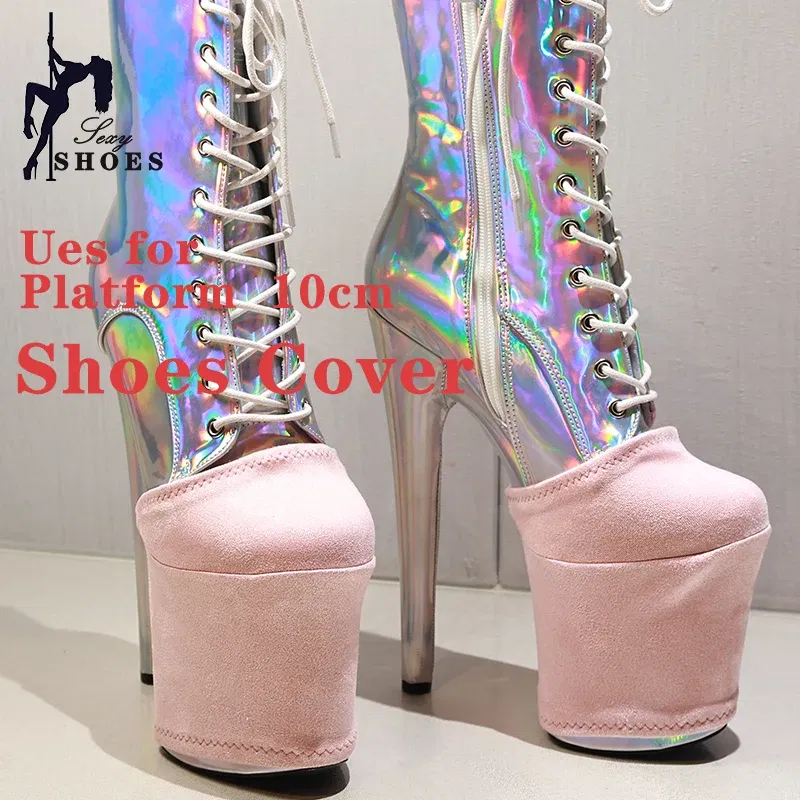 Color: Pink, Size: S - Suede Shoes Cover Steel Pole Dance Training Specific Protective Cover 10CM Platform Anti Slip Wear-resistant Boots Protective