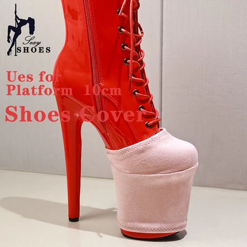 Color: Pink, Size: S - Suede Shoes Cover Steel Pole Dance Training Specific Protective Cover 10CM Platform Anti Slip Wear-resistant Boots Protective