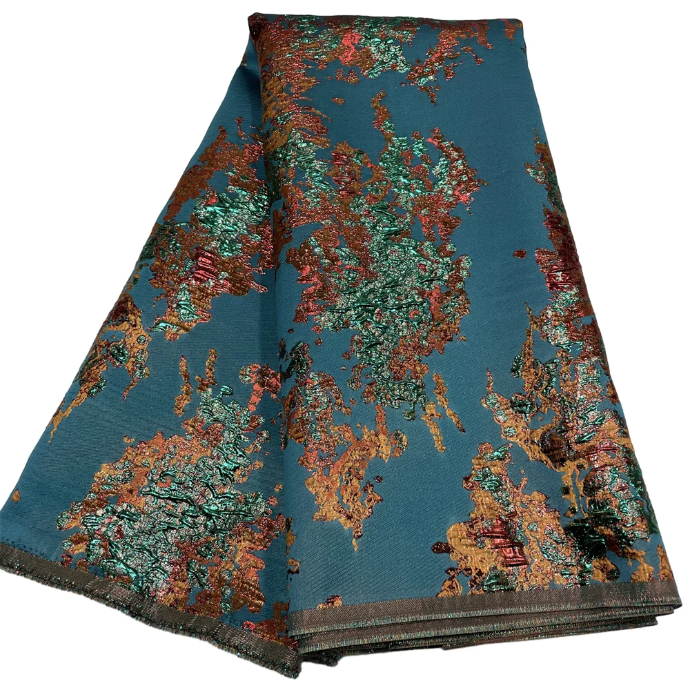 Color: WHITE, length: 5 yards, Width: 120cm - Salouva 2024 High Quality African Nigerian Gilding Tulle Lace Fabric Embroidery Organza French Lace Jacquard Brocade Lace Fabric