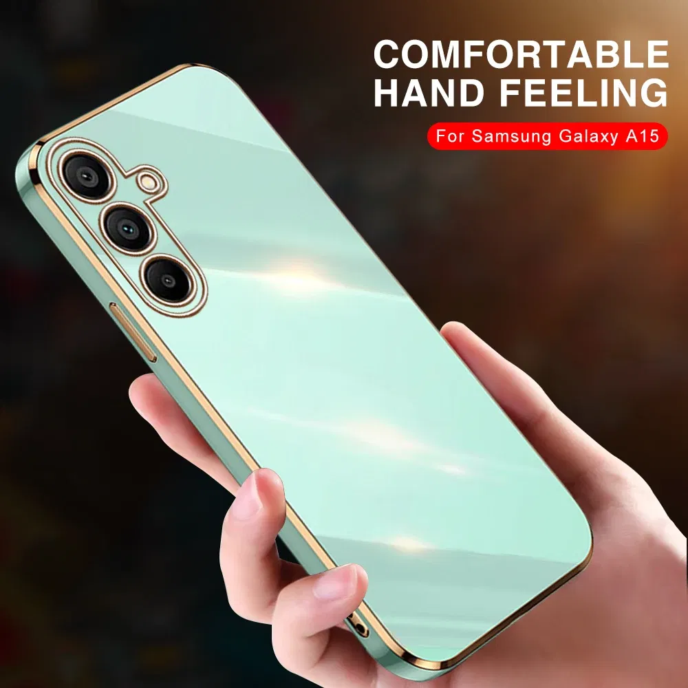 Material: nylon, Color: Beige - Luxury Electroplated Cover Case For Samsung Galaxy A15 Silicone Lens Protection Fundas A05s A05 4G A25 A35 A55 5G A 15 25 35 55