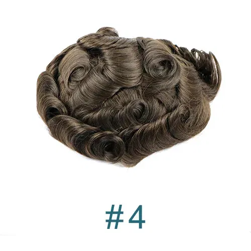 Toupee Color: 17#, Toupee Density: 130%, Length: 6 inches, Toupee Size: 7x9, Toupee Design: free - 20MM Curly Brown Black Super Durable Mono Lace&Pu Mens Toupee Wig Human Hair 15mm Capillary Prosthesi Weave Replacement For Male