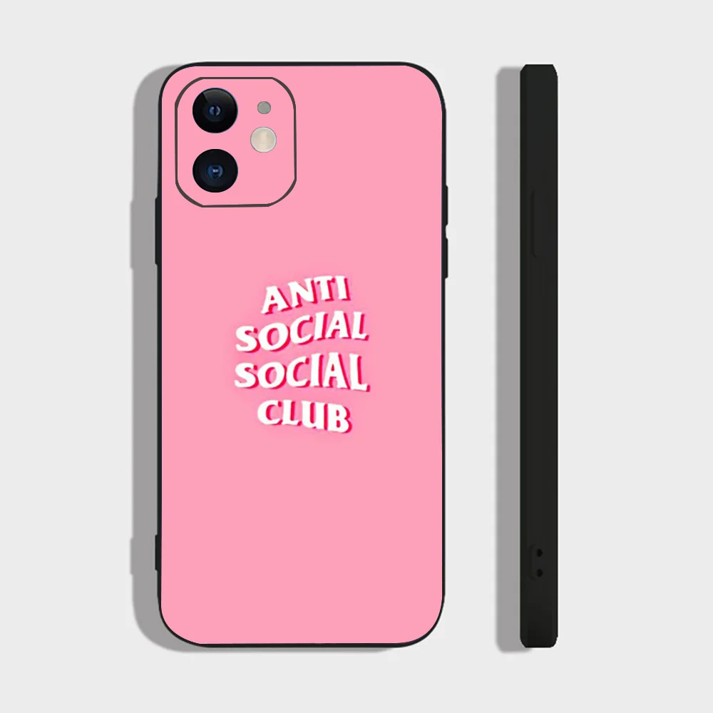 Color: green, Material: Nylon - Anti Social Social Club Phone Case For IPhone 16 15 14 13 Pro Max 11 12 Mini X Xs XR Se 2022 Black Silicone Cover