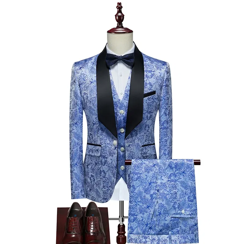 Color: Brown, Size: L - Men's  Evening Dress Bridegroom Suit British Wedding Business Casual Fashion Three-piece Set with Vest And Trousers Sizes M-6XL