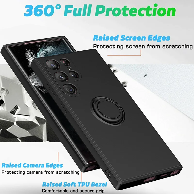 Color: BRIGHT PINK, Ships From: CHINA, Material: PVC - With Ring Holder Phone Case For Samsung Galaxy S25 Ultra S24 S23 S22 S21 Plus A13 A52 A53 A54 TPU Soft Back Cover