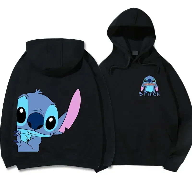 Color: Pink, Size: XXL - Disney Hoodie Fashion Stitch Angel Monster Letter Cartoon Sweatshirt Pullover Cute Harajuku Unisex Women's Pocket Top