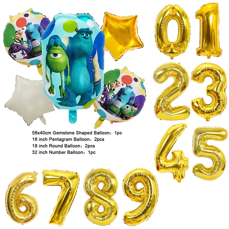 Color: light yellow, Capacity: 1500ml - Monsters University Monsters, Inc. Theme Birthday Party Decoration Metallic Gem Shaped Balloon Crown Shaped Balloon Baby Shower