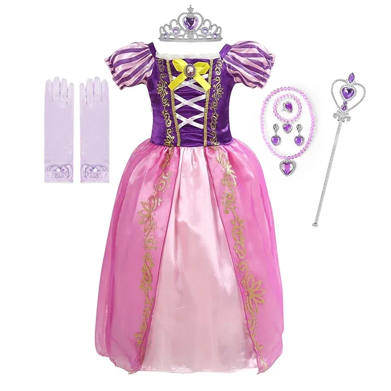 Kid Size: 5, Color: Chocolate - Belle Princess Dress for Girls Cosplay Beauty and The Beast Snow White Costumes Kids Halloween Carnival Birthday Clothes