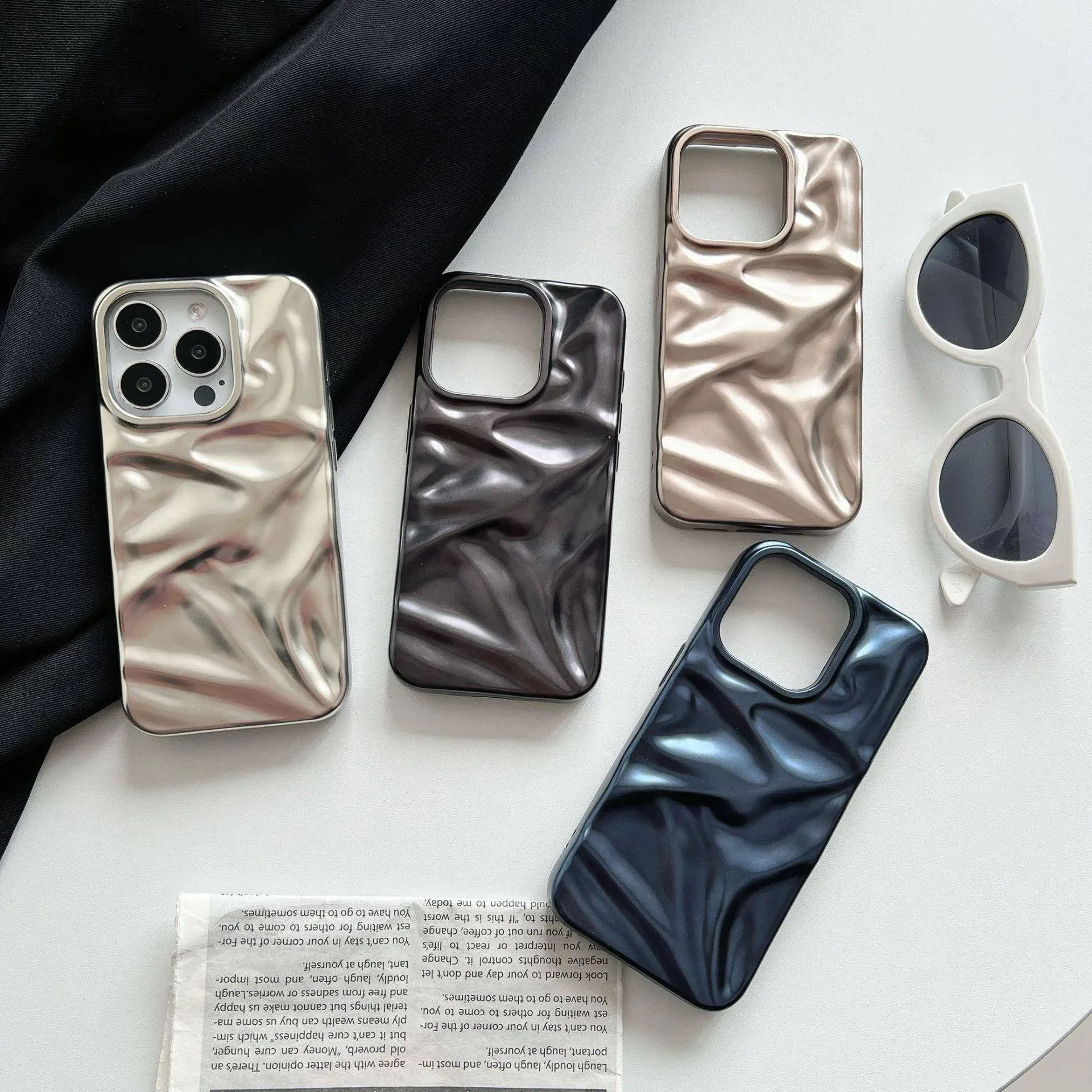 Color: Dark Brown, Compatibility by Model: iPhone 11 - Soft Matte 3D Wavy Pattern Phone Case For iPhone 16 17 ProMax 17 Air 15 14 Plus 13 12 Pro Max 11 ins Water Ripple Creative Cover