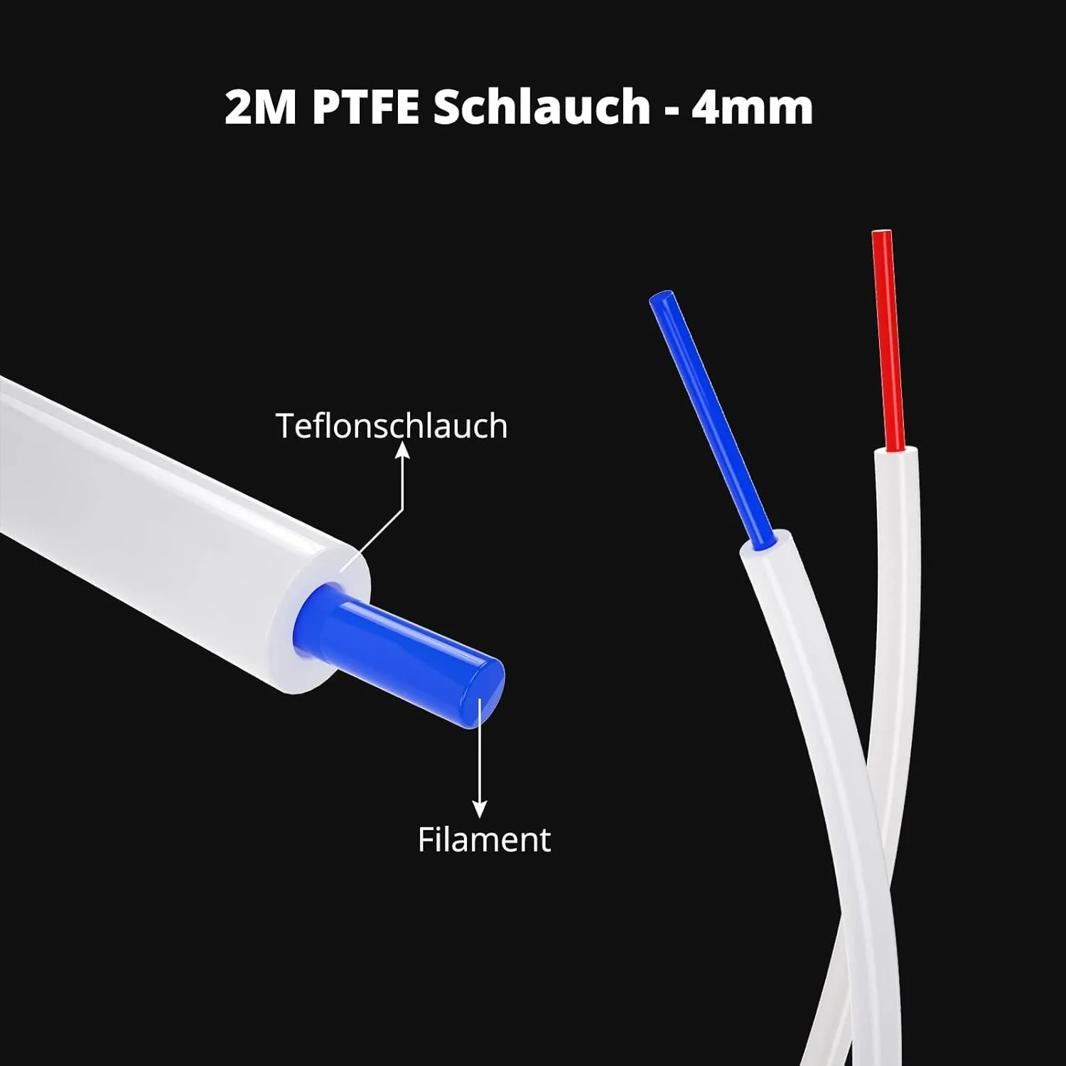 Color: Blue - Creality 1M 2M 3D Printer PTFE Tube Bowden Tubing Upgrades with 8x PC4-M6/PC4-M10 3D Printer Bowden Tube for 1.75mm Filament