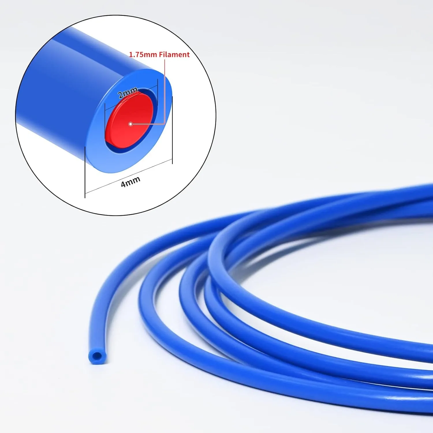 Color: Blue - Creality 1M 2M 3D Printer PTFE Tube Bowden Tubing Upgrades with 8x PC4-M6/PC4-M10 3D Printer Bowden Tube for 1.75mm Filament