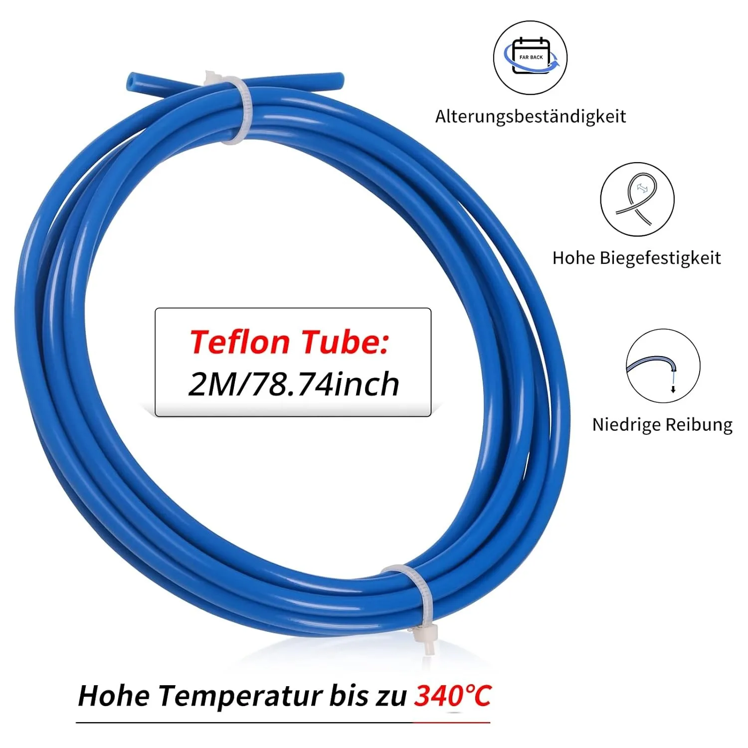 Color: Blue - Creality 1M 2M 3D Printer PTFE Tube Bowden Tubing Upgrades with 8x PC4-M6/PC4-M10 3D Printer Bowden Tube for 1.75mm Filament