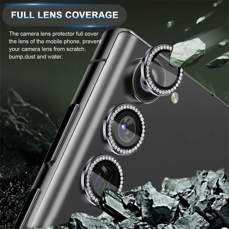 Material: Cotton Fabric, Color: black - Bling 3D Diamond Metal Camera Ring Protector for Samsung Galaxy A55 A35 A25 A15 A05 5G Alloy Lens HD Tempered Glass Protect Cap