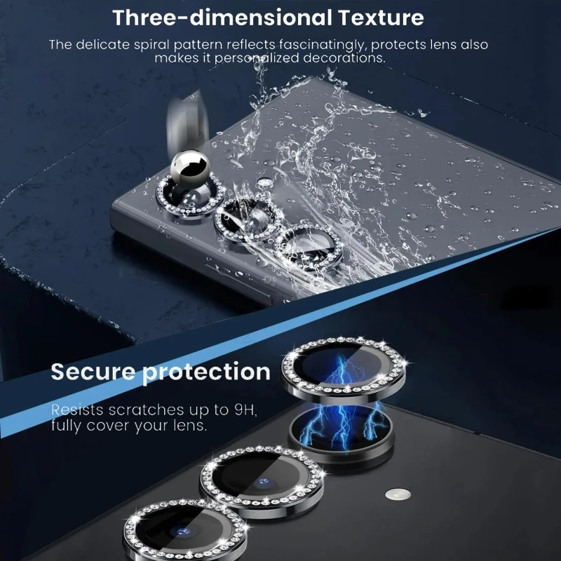 Material: Cotton Fabric, Color: black - Bling 3D Diamond Metal Camera Ring Protector for Samsung Galaxy A55 A35 A25 A15 A05 5G Alloy Lens HD Tempered Glass Protect Cap