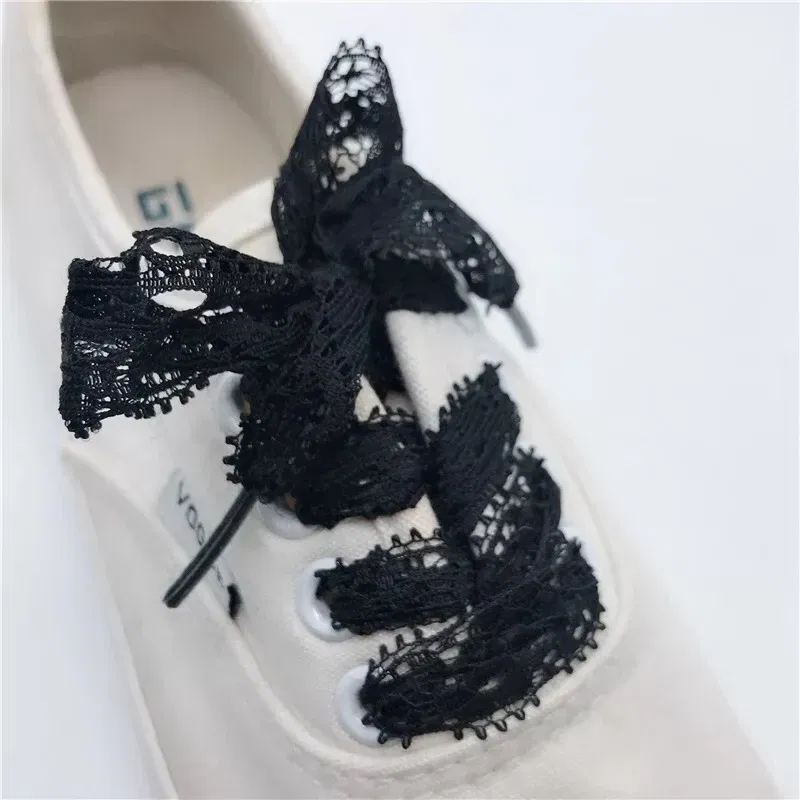 Color: black, Length: 80cm, Ships From: CHINA - 1 Pair New Lace Shoelaces Women's Casual Shoes Fashion Ribbon Shoelace Outdoor Sneakers Black Shoe Laces 80CM/100CM/120CM
