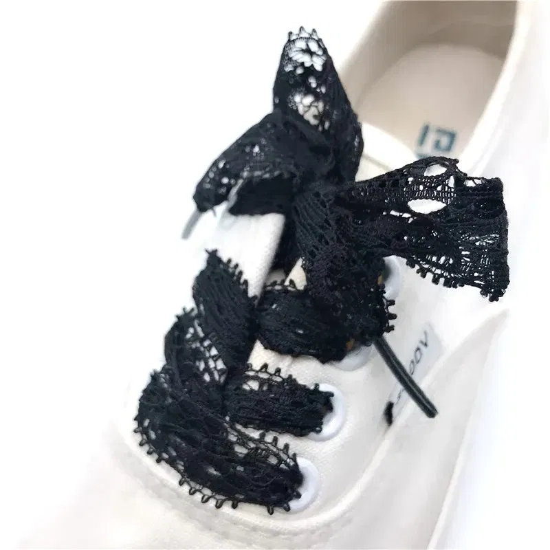 Color: black, Length: 80cm, Ships From: CHINA - 1 Pair New Lace Shoelaces Women's Casual Shoes Fashion Ribbon Shoelace Outdoor Sneakers Black Shoe Laces 80CM/100CM/120CM