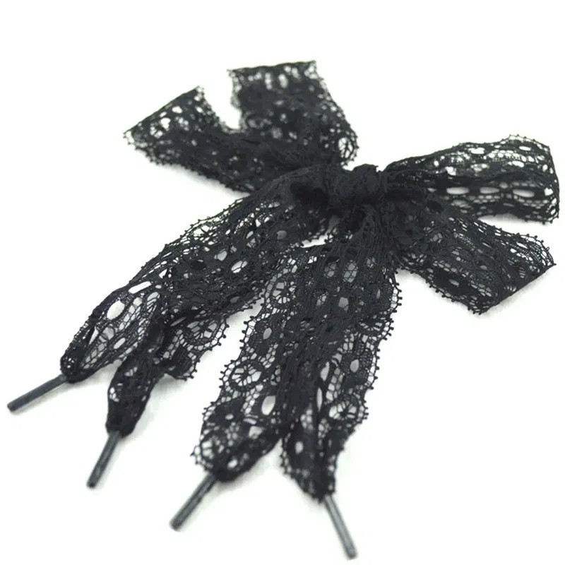 Color: black, Length: 80cm, Ships From: CHINA - 1 Pair New Lace Shoelaces Women's Casual Shoes Fashion Ribbon Shoelace Outdoor Sneakers Black Shoe Laces 80CM/100CM/120CM