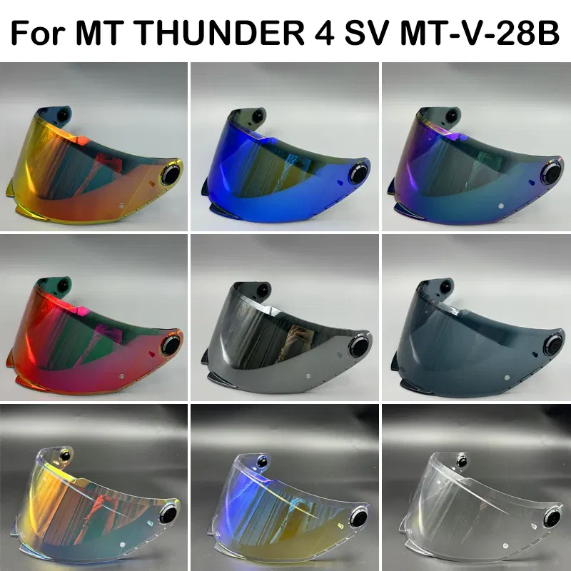 Color: Black - MT Helmet Visor Shield for THUNDER 4 SV Sunscreen Capacete Windshield Uv Protection Motorcycle Replace Extra Lens MT-V-28B