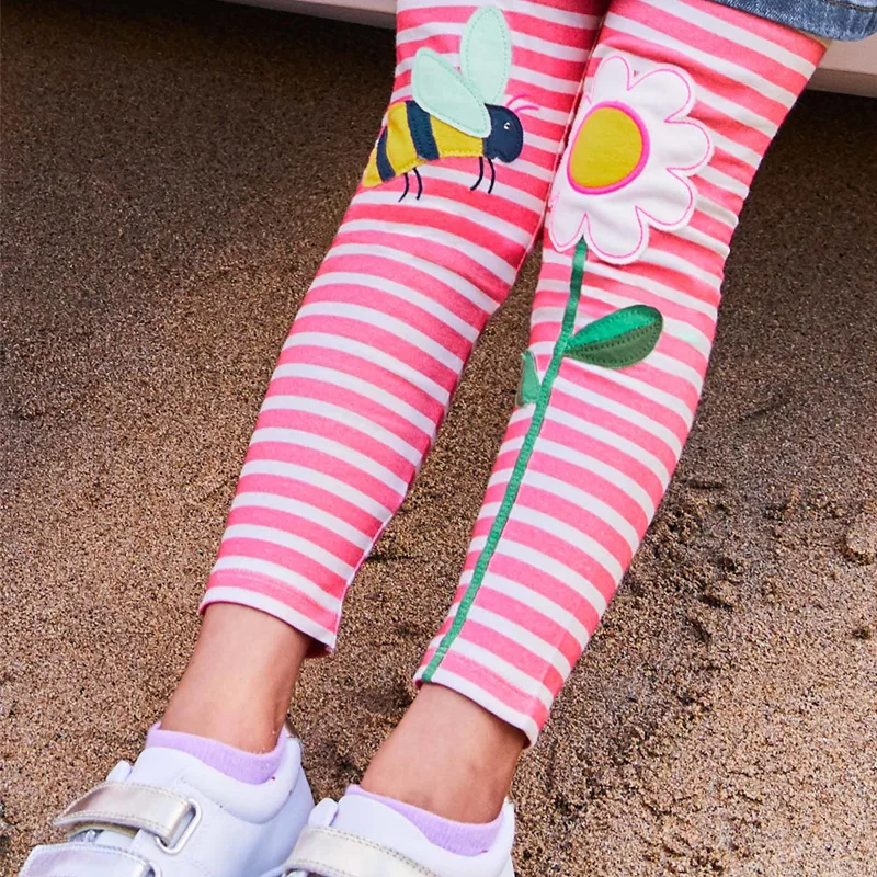 Color: Dark Grey, Kid Size: 5T - Jumping Meters New Arrival Girls Leggings Pant With Bee Embroidery Fashion Stripe Kids Skinny Pants Toddler Kids Pencil Pant