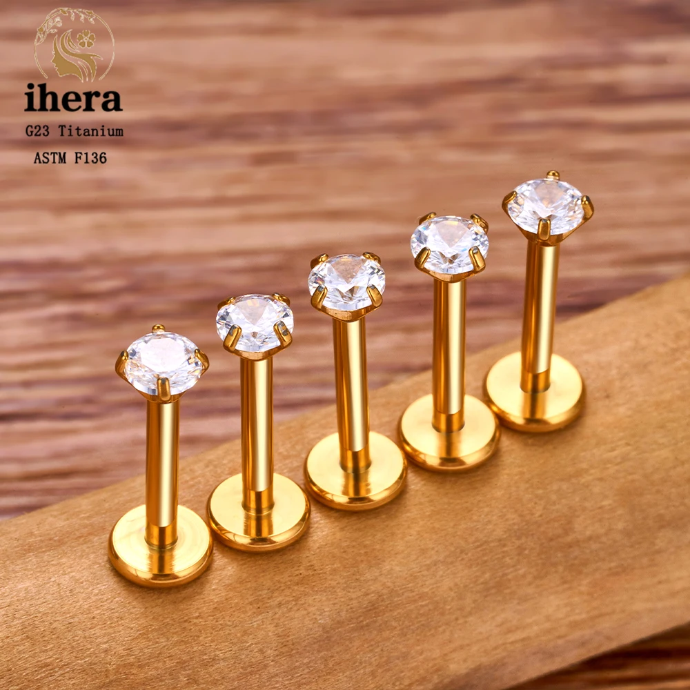 Metal color: Light Yellow Color, Ships From: CHINA, Main Stone Color: Orange - 10PCS G23 Titanium Labret Piercing Lip Ring 16G F136 Internal Thread Nose Stud Earring Tragus Helix Cartilage Piercing Jewelry