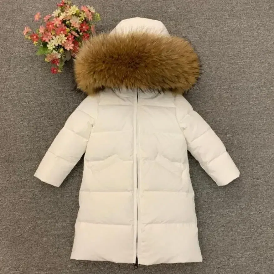 Color: Khaki, Kid Size: 3T - Children Girl boy Winter real fur thickened down jackets 90 down Long Coat jacket overcoat baby kids clothing -30 outwear ws1245