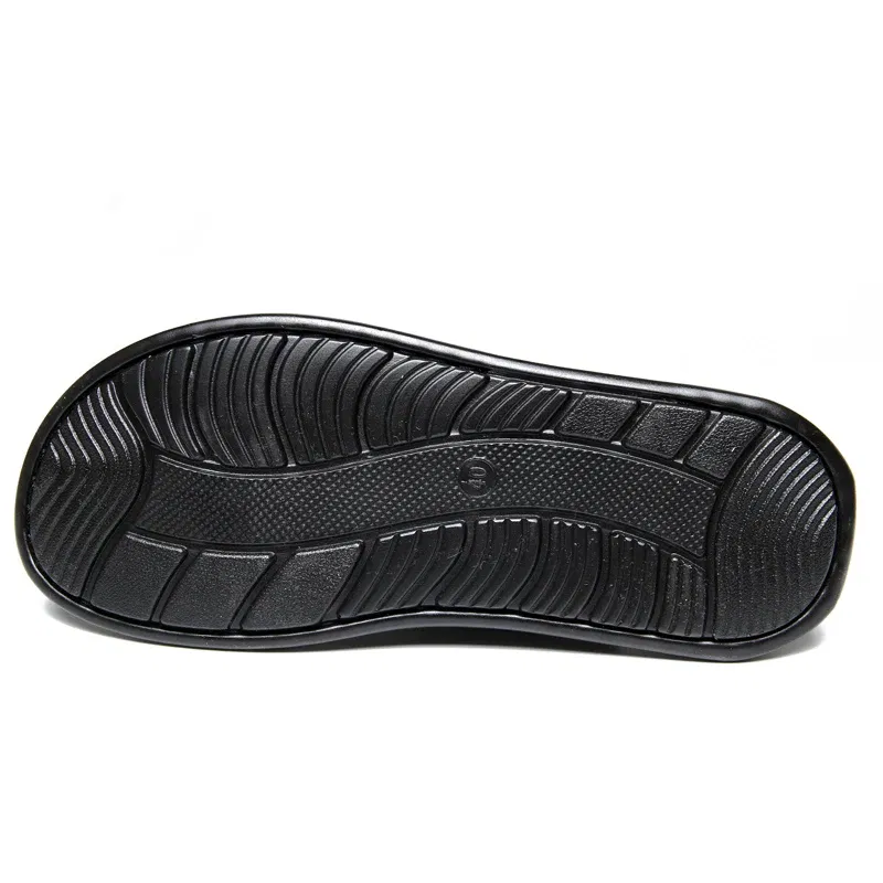 Color: black, Shoe Size: 45 - Summer Men Sandals Casual  Genuine Leather Leisure Sandals Designer Shoes Men