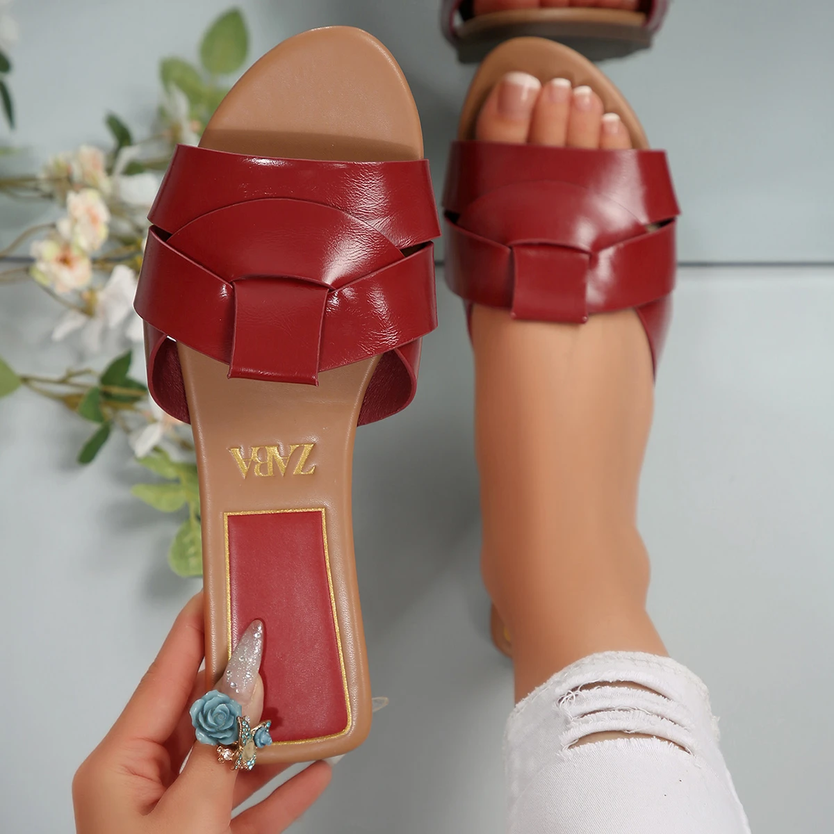 Color: Gold, Shoe Size: 36 - New Fashion Slippers Women Sexy Flat Sandals Casual Ladies Sand Beach Slippers Elegant Fish Mouth Slippers Women