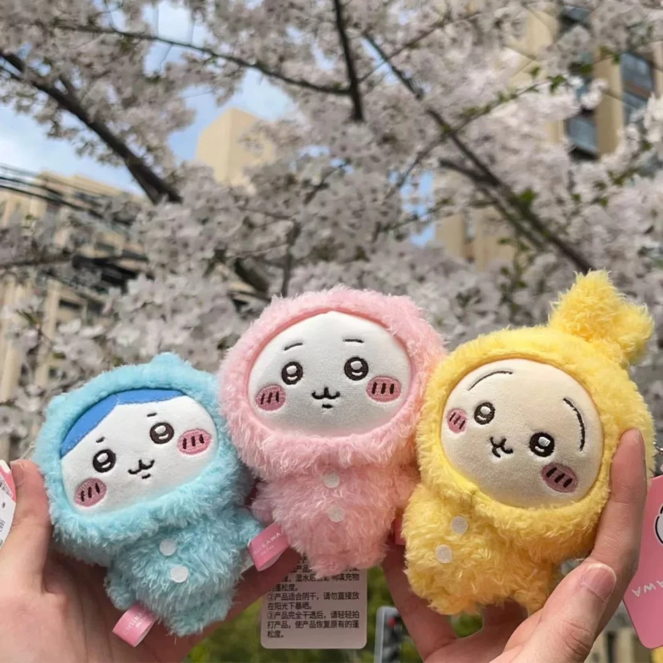 Color: WHITE - MONISO Chiikawa Doll Anime Cute Pajama plush pendant Hachiware Cartoon Bag Pendant Keychain Plush Doll Pendant Toy Birthday Gift