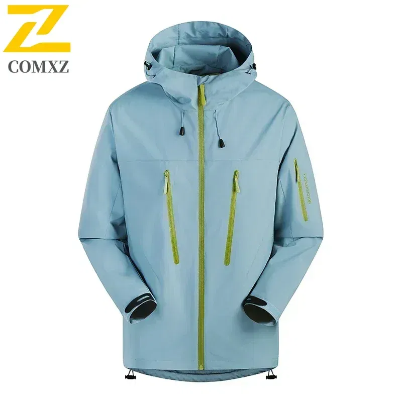 Color: black, Size: XXL - Spring Autumn Men's Windbreaker Fashion Outdoor Mountaineering Travel Windproof Waterproof Hooded Jacket Slim Fit Versatile Coat