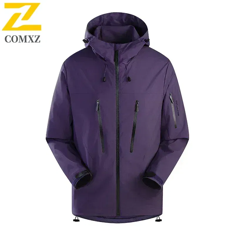 Color: black, Size: XXL - Spring Autumn Men's Windbreaker Fashion Outdoor Mountaineering Travel Windproof Waterproof Hooded Jacket Slim Fit Versatile Coat