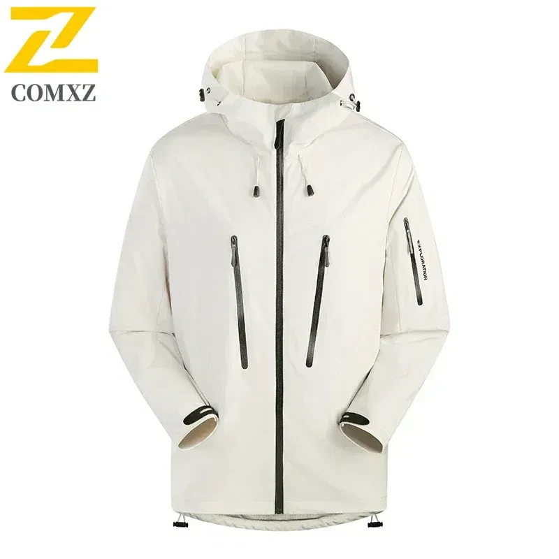 Color: black, Size: XXL - Spring Autumn Men's Windbreaker Fashion Outdoor Mountaineering Travel Windproof Waterproof Hooded Jacket Slim Fit Versatile Coat