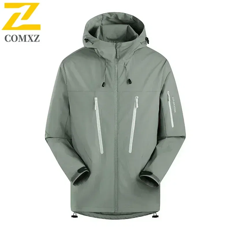 Color: black, Size: XXL - Spring Autumn Men's Windbreaker Fashion Outdoor Mountaineering Travel Windproof Waterproof Hooded Jacket Slim Fit Versatile Coat