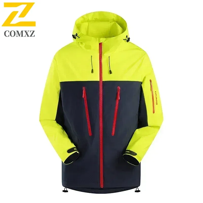 Color: black, Size: XXL - Spring Autumn Men's Windbreaker Fashion Outdoor Mountaineering Travel Windproof Waterproof Hooded Jacket Slim Fit Versatile Coat