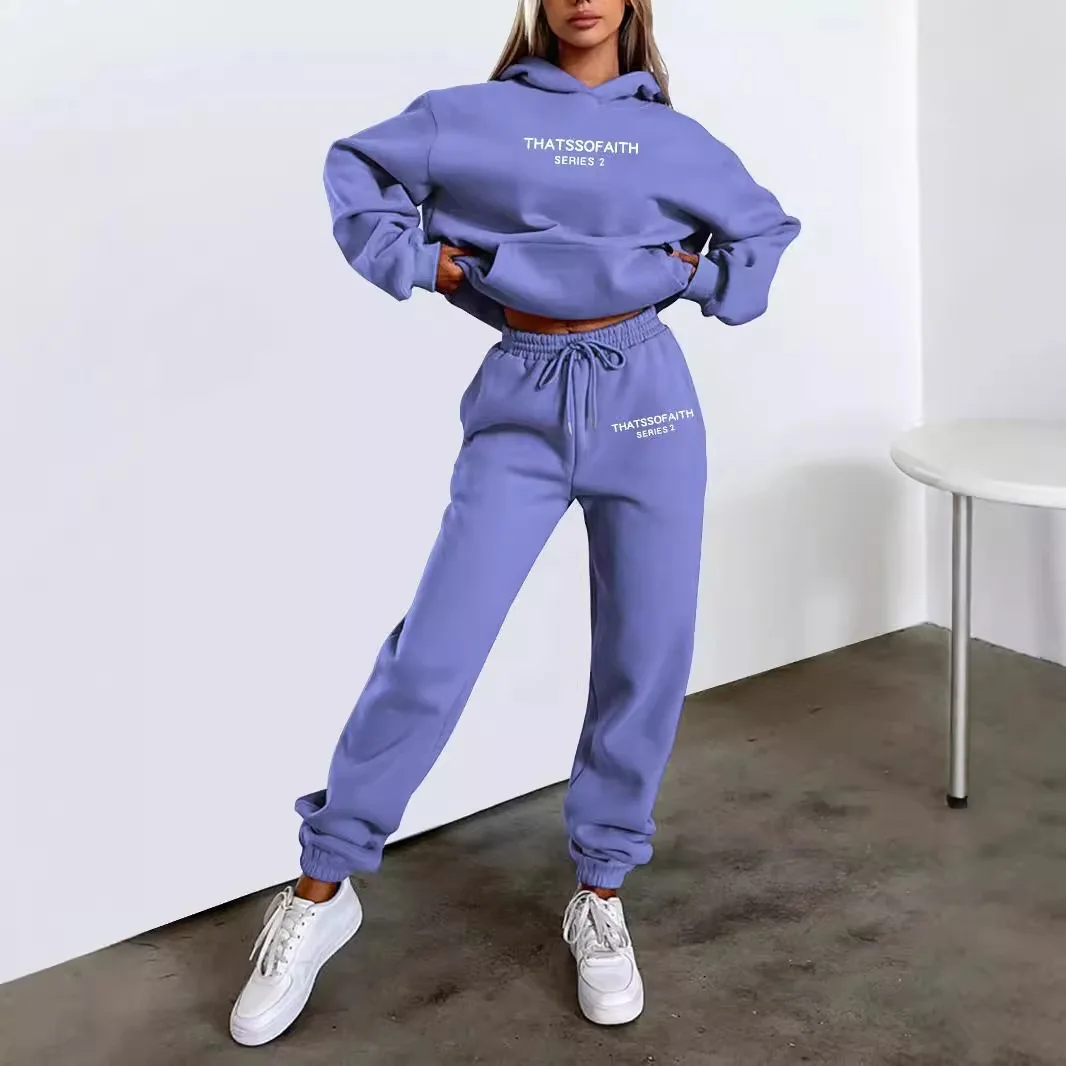 Color: Orange, Size: M, - 2025 Autumn Winter Women's Sets 2pcs Hoodies Pants Suit Sports Outfits Letter Print Aesthetic Clothes Ladies Tracksuit