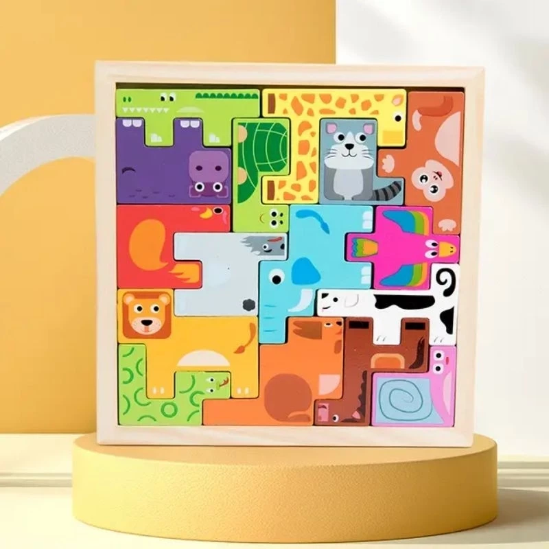 Wooden Animal Tetris/Wooden Animal Building Block/Animal Puzzle Block