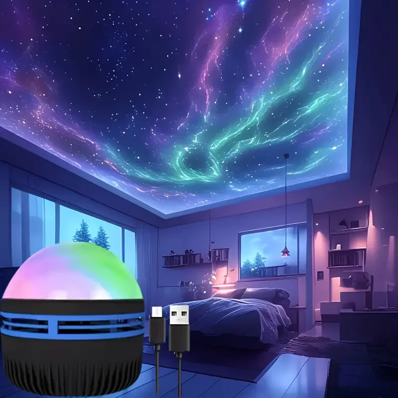 USB Powered Aurora Projector Lamp – Northern Lights Landscape Effect