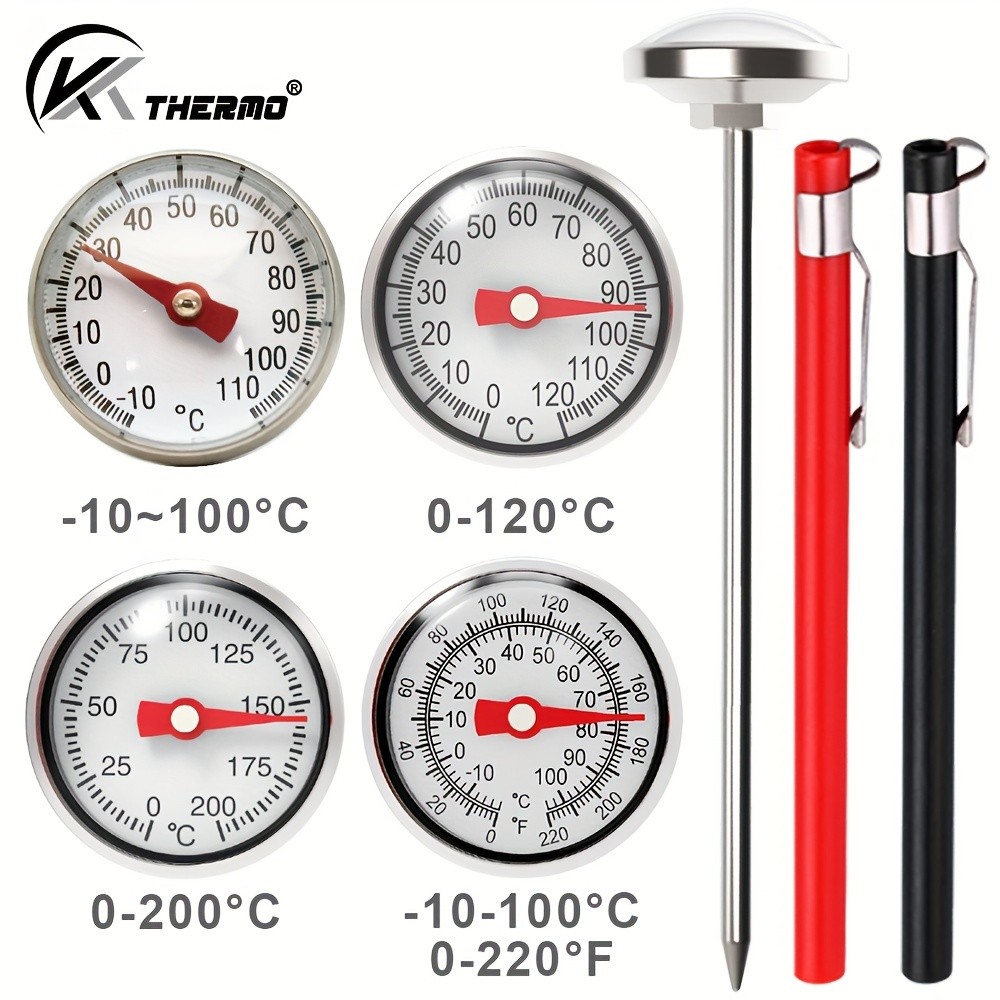 KT THERMO Stainless Steel Instant Read Food Thermometer – No-Battery Dual-Scale Gauge for Cooking, Grilling & BBQs